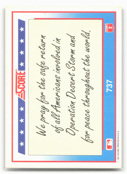 1991 Score #737a American Flag "© 1991 SCORE" on back