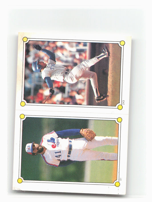 1987 Topps Stickers Hard Back Test Issue #81 243 Jeff Reardon Oddibe McDowell