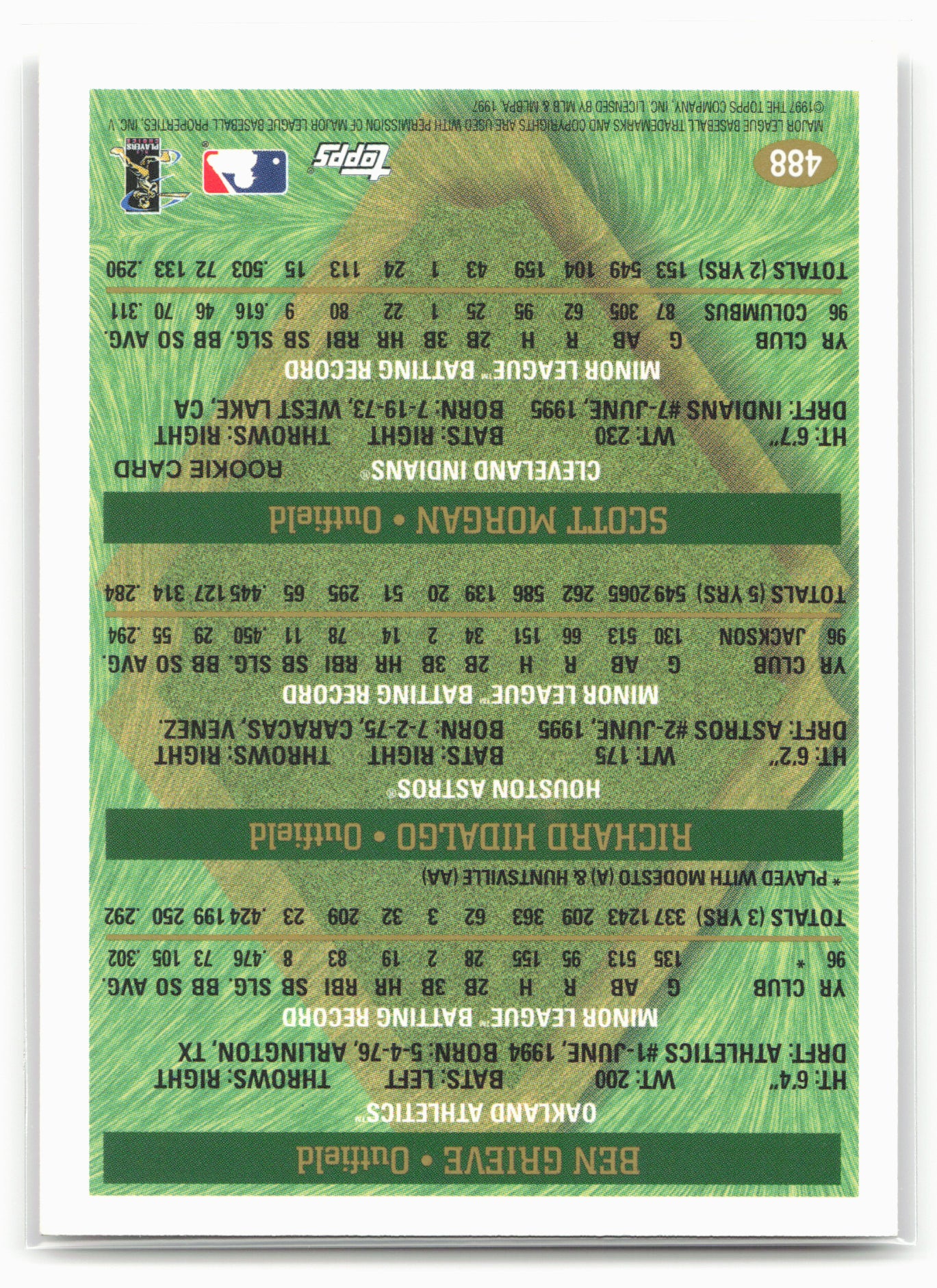 1997 Topps #488 Ben Grieve / Richard Hidalgo / Scott Morgan PROS