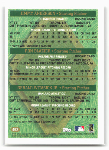 1997 Topps #492 Jimmy Anderson / Ron Blazier / Gerald Witasick Jr. PROS