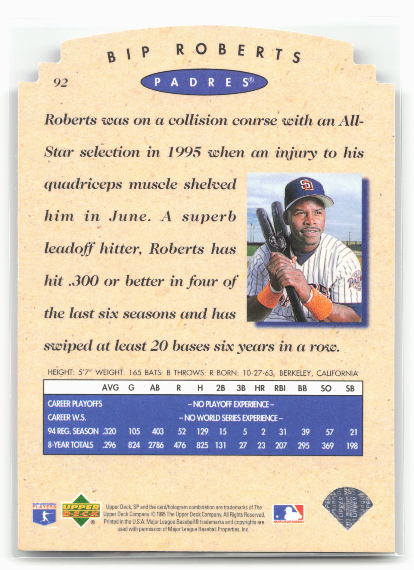 1995 SP Championship #92 Bip Roberts Die Cuts