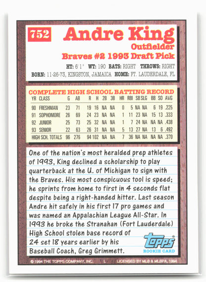 1994 Topps #752 Andre King