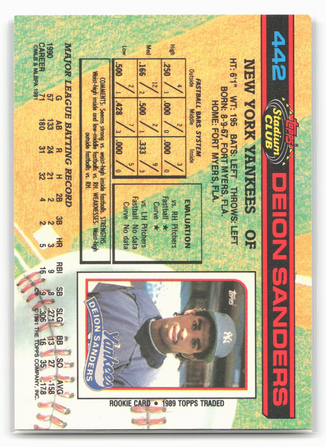 1991 Stadium Club #442 Deion Sanders