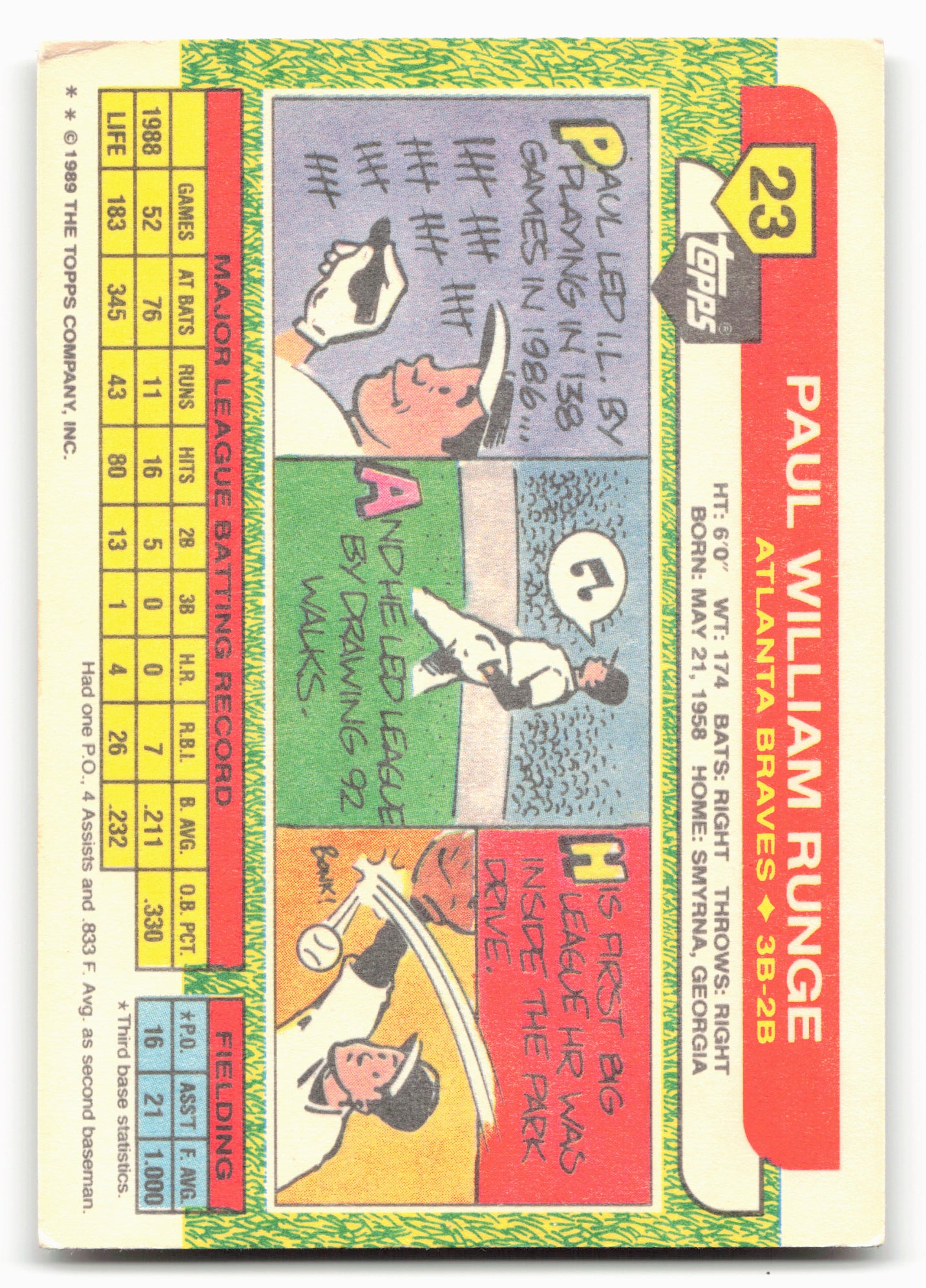 1989 Topps Big #23 Paul Runge
