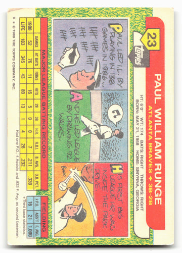 1989 Topps Big #23 Paul Runge