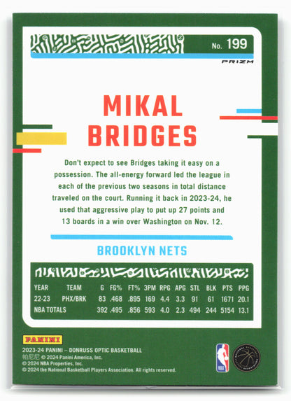2023-24 Donruss Optic #199 Mikal Bridges Holo