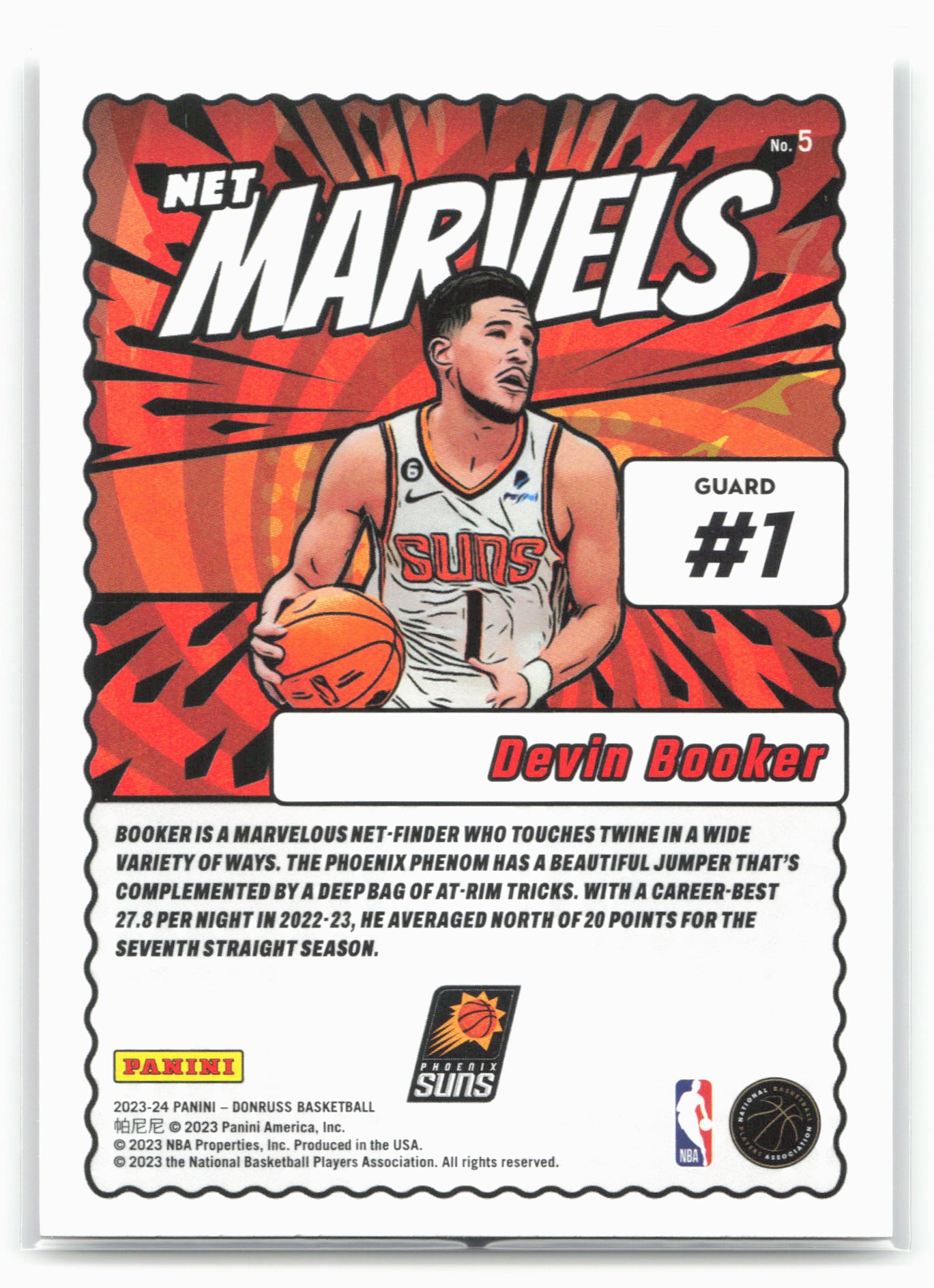 2023-24 Donruss #5 Devin Booker Net Marvels Press Proof