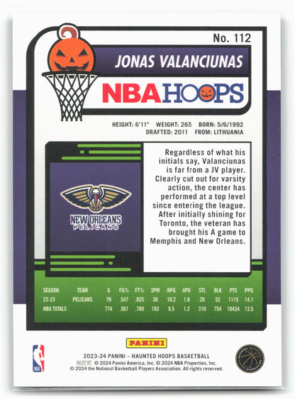 2023-24 Hoops Haunted Hoops #112 Jonas Valanciunas Holo Webs