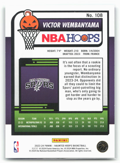 2023-24 Hoops Haunted Hoops #108 Victor Wembanyama Slime
