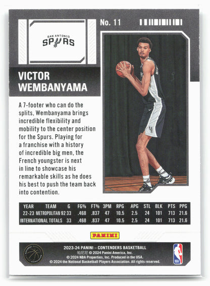 2023-24 Panini Contenders #11 Victor Wembanyama Season Ticket Retail