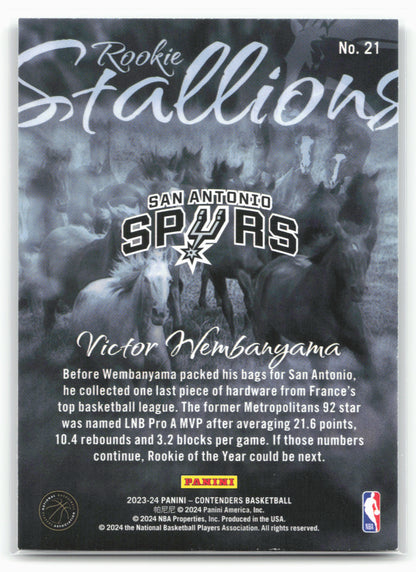 2023-24 Panini Contenders #21 Victor Wembanyama Rookie Stallions