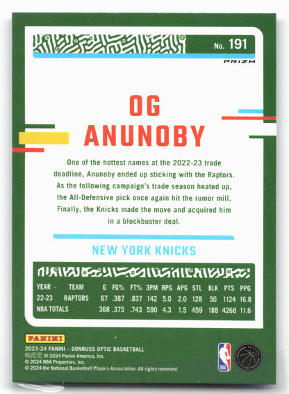 2023-24 Donruss Optic #191 OG Anunoby Blue Velocity