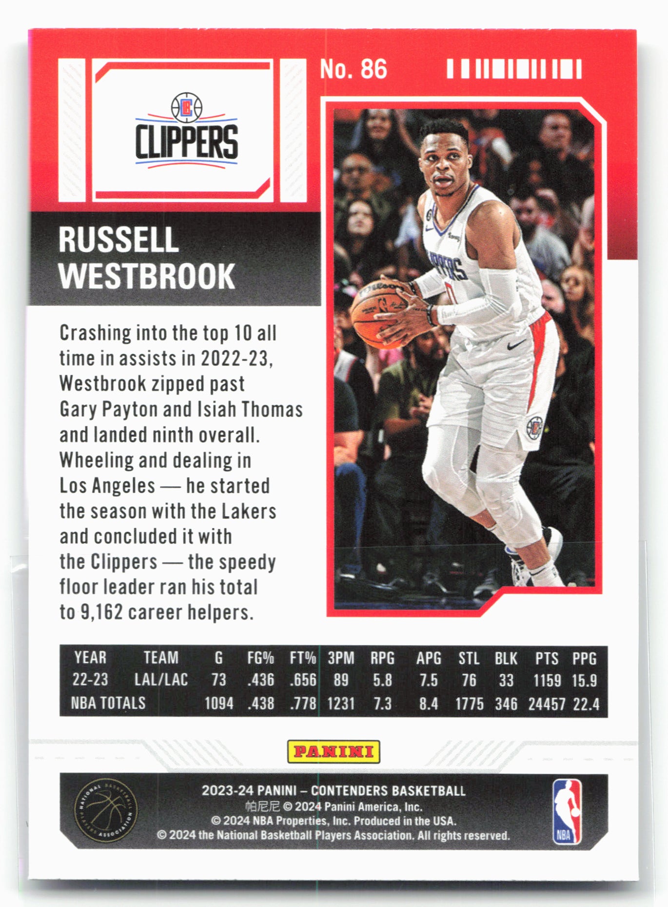 2023-24 Panini Contenders #86 Russell Westbrook