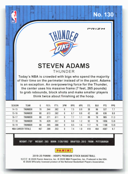 2019-20 Hoops Premium Stock #130 Steven Adams Prizms Silver Laser