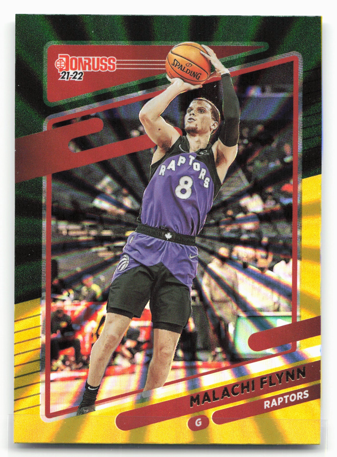 2021-22 Donruss #153 Malachi Flynn Holo Green and Yellow Laser