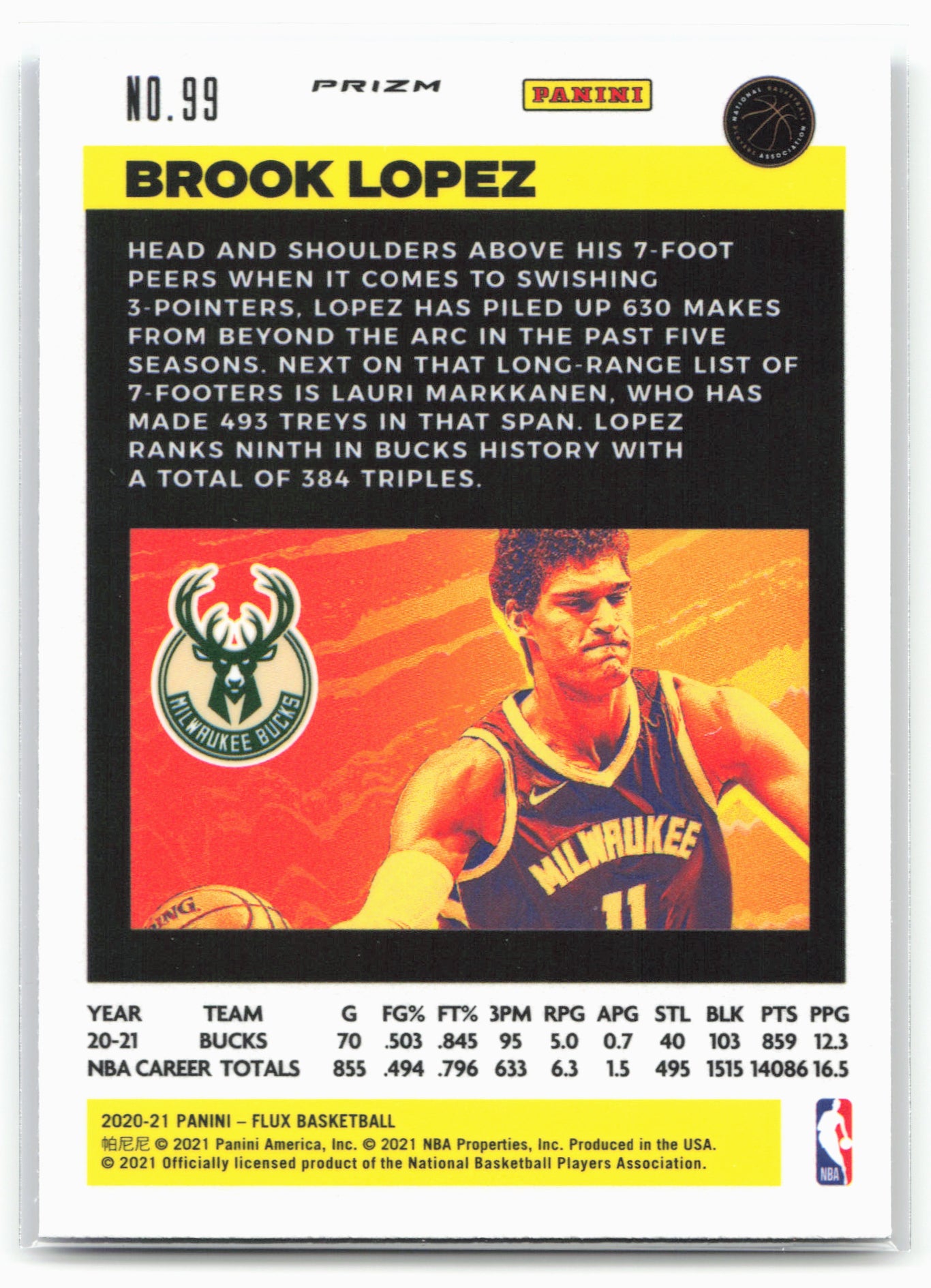 2020-21 Panini Flux #99 Brook Lopez Light Blue