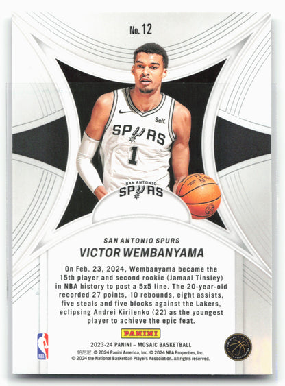 2023-24 Panini Mosaic #12 Victor Wembanyama Epic Performers