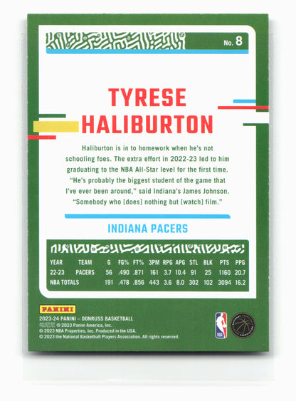 2023-24 Donruss #8 Tyrese Haliburton Green Laser Holo