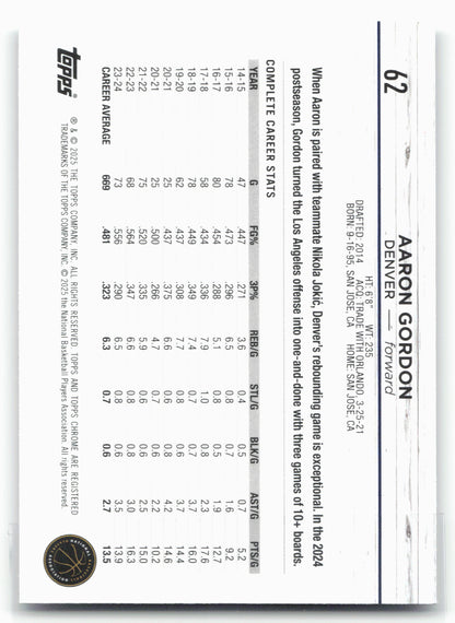 2024-25 Topps Chrome #62 Aaron Gordon