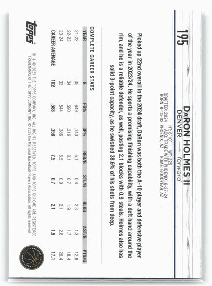 2024-25 Topps Chrome #195 DaRon Holmes II