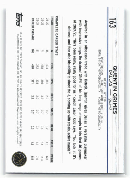 2024-25 Topps Chrome #163 Quentin Grimes