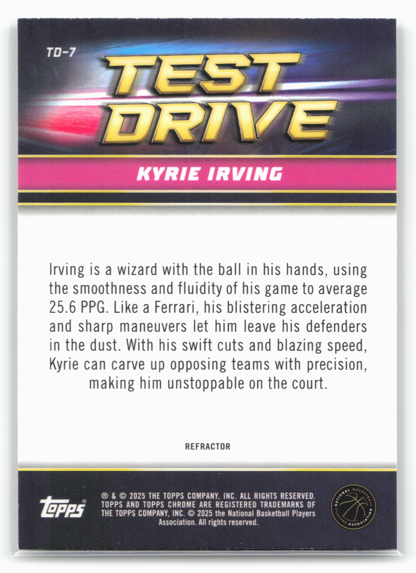 2024-25 Topps Chrome #TD-7 Kyrie Irving Test Drive Refractor