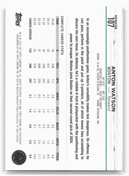 2024-25 Topps Chrome #107 Anton Watson Refractor