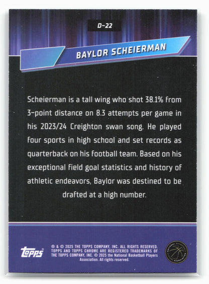 2024-25 Topps Chrome #D-22 Baylor Scheierman Destiny