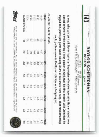 2024-25 Topps Chrome #143 Baylor Scheierman