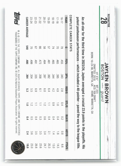 2024-25 Topps Chrome #28 Jaylen Brown Refractor