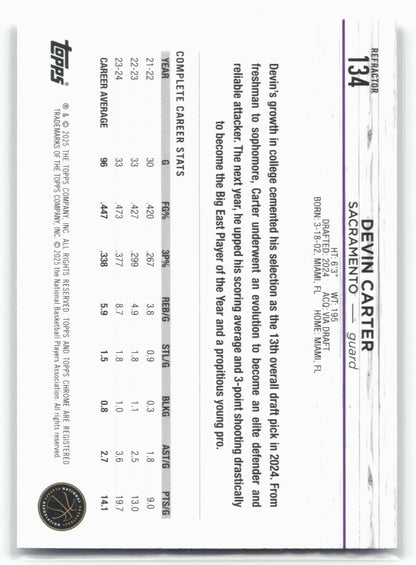 2024-25 Topps Chrome #134 Devin Carter Refractor