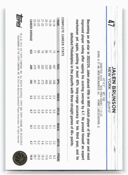 2024-25 Topps Chrome #47 Jalen Brunson