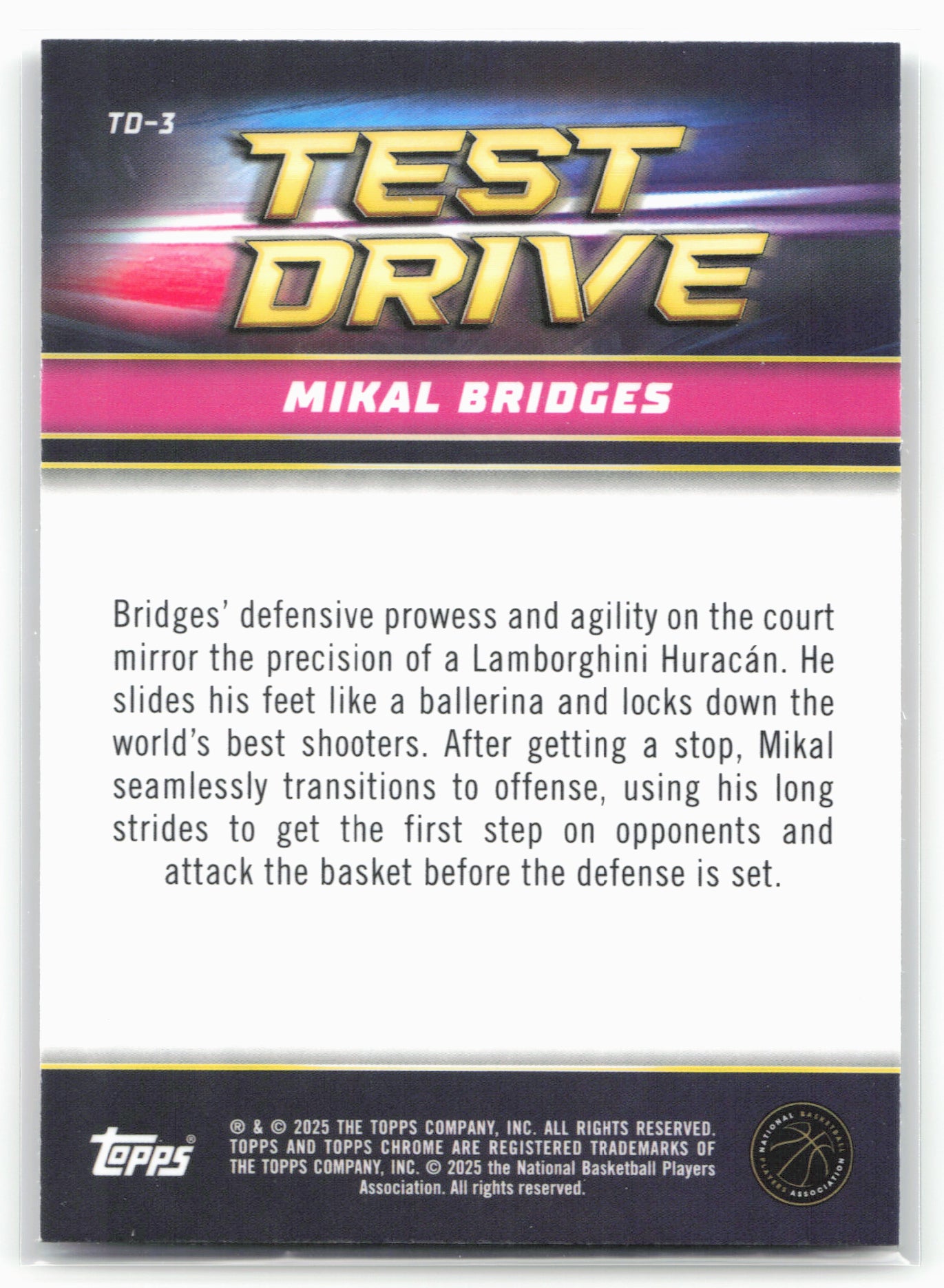 2024-25 Topps Chrome #TD-3 Mikal Bridges Test Drive