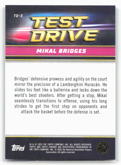 2024-25 Topps Chrome #TD-3 Mikal Bridges Test Drive