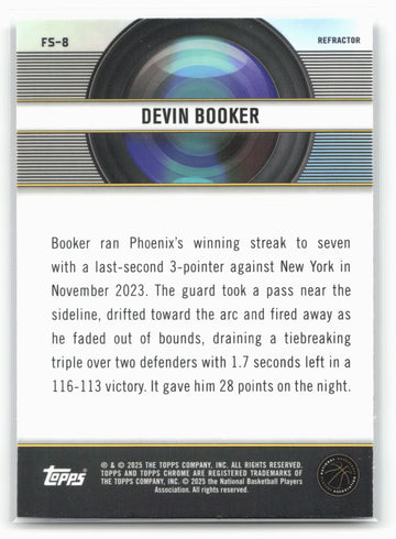 
2024-25 Topps Chrome #FS-8 Devin Booker Film Study Refractor