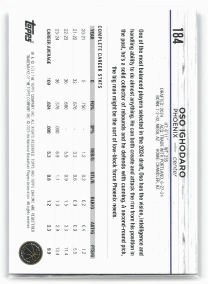 2024-25 Topps Chrome #184 Oso Ighodaro Pink Refractor