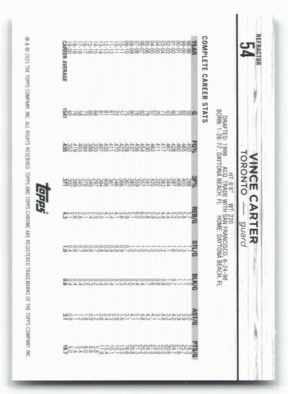 2024-25 Topps Chrome #54 Vince Carter Refractor