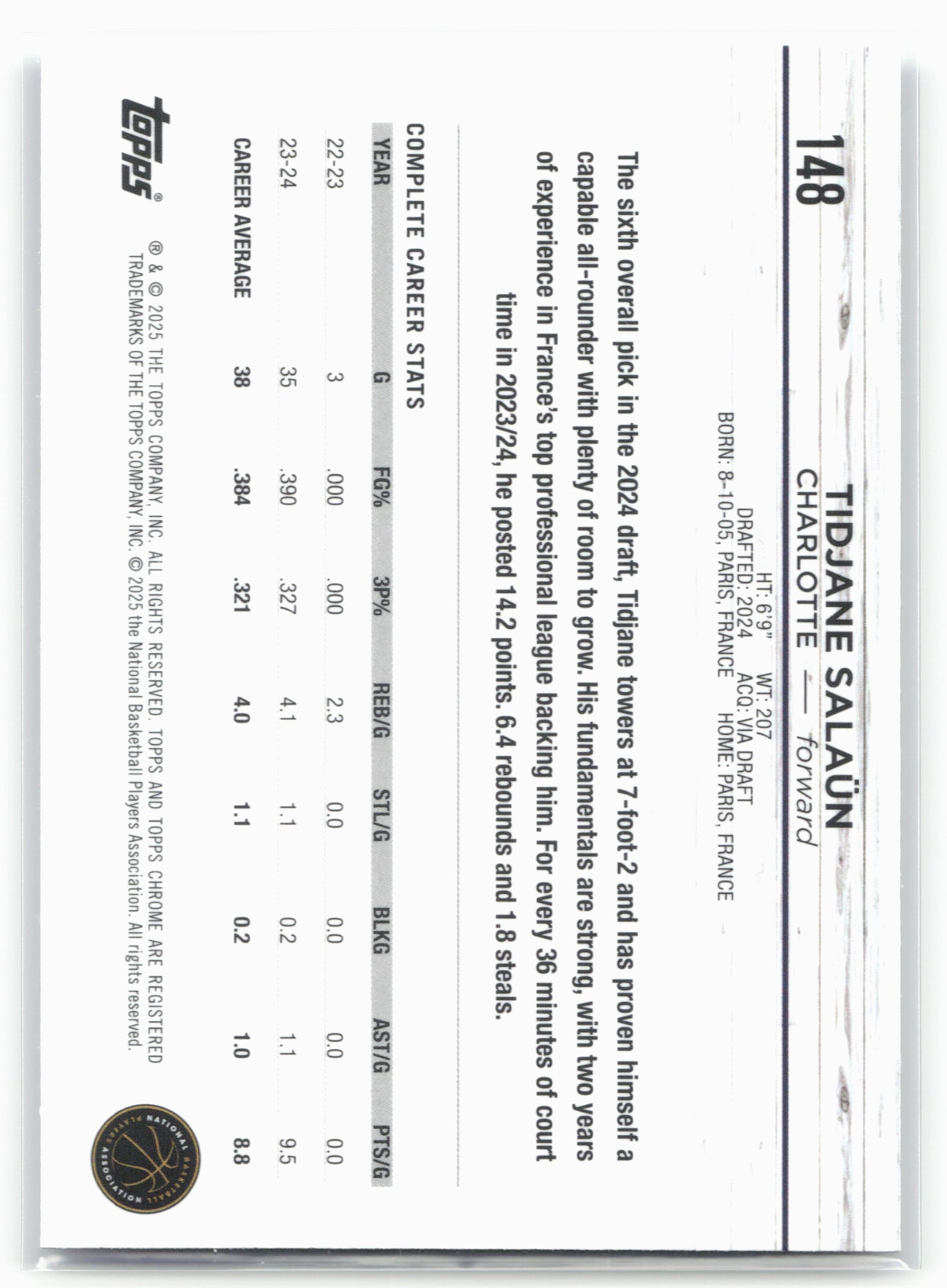 2024-25 Topps Chrome #148 Tidjane Salaün