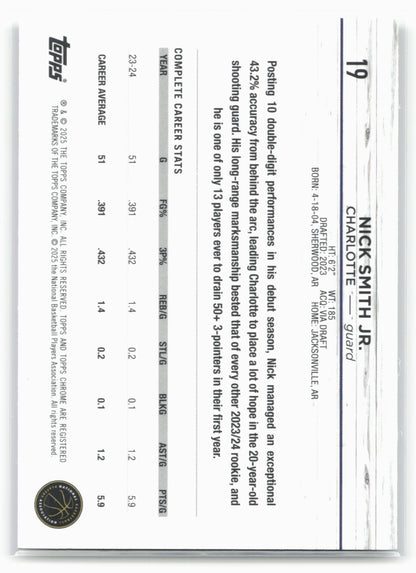 2024-25 Topps Chrome #19 Nick Smith Jr. Negative Refractor