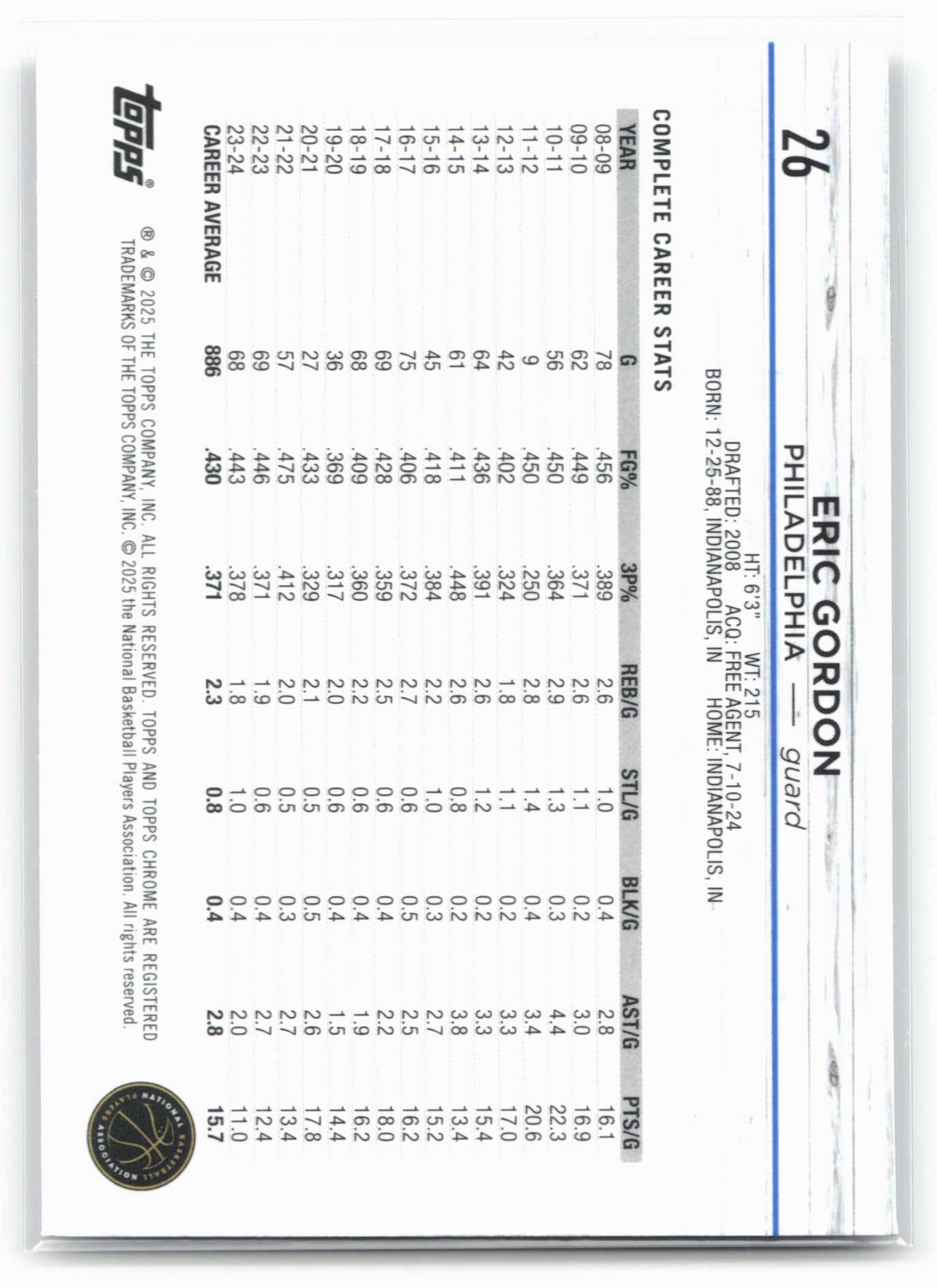 2024-25 Topps Chrome #26 Eric Gordon