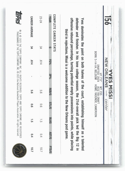 2024-25 Topps Chrome #156 Yves Missi