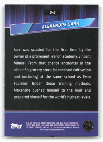 
2024-25 Topps Chrome #D-2 Alexandre Sarr Destiny