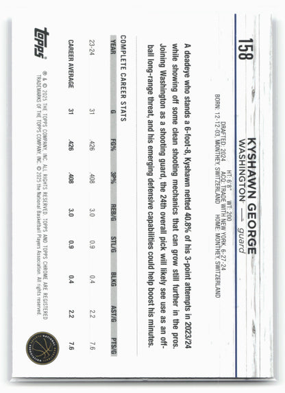 2024-25 Topps Chrome #158 Kyshawn George Purple Speckle Refractor #/275