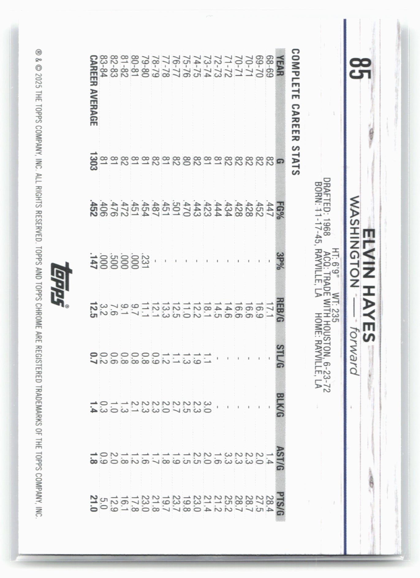 2024-25 Topps Chrome #85 Elvin Hayes