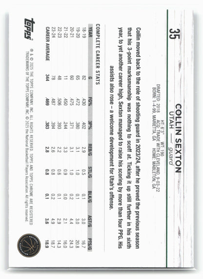 2024-25 Topps Chrome #35 Collin Sexton