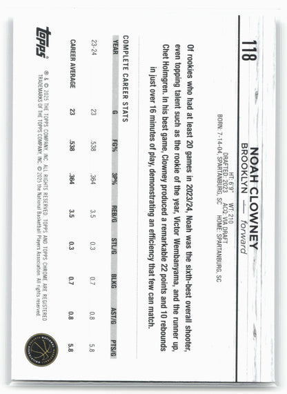 2024-25 Topps Chrome #118 Noah Clowney