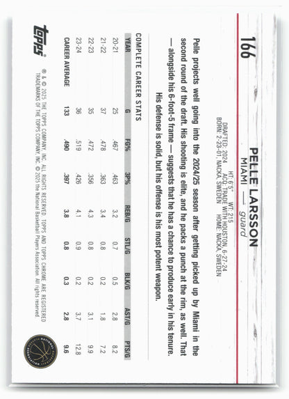 2024-25 Topps Chrome #166 Pelle Larsson
