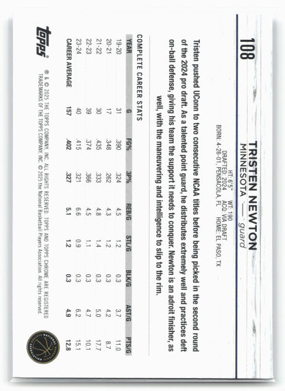 2024-25 Topps Chrome #108 Tristen Newton
