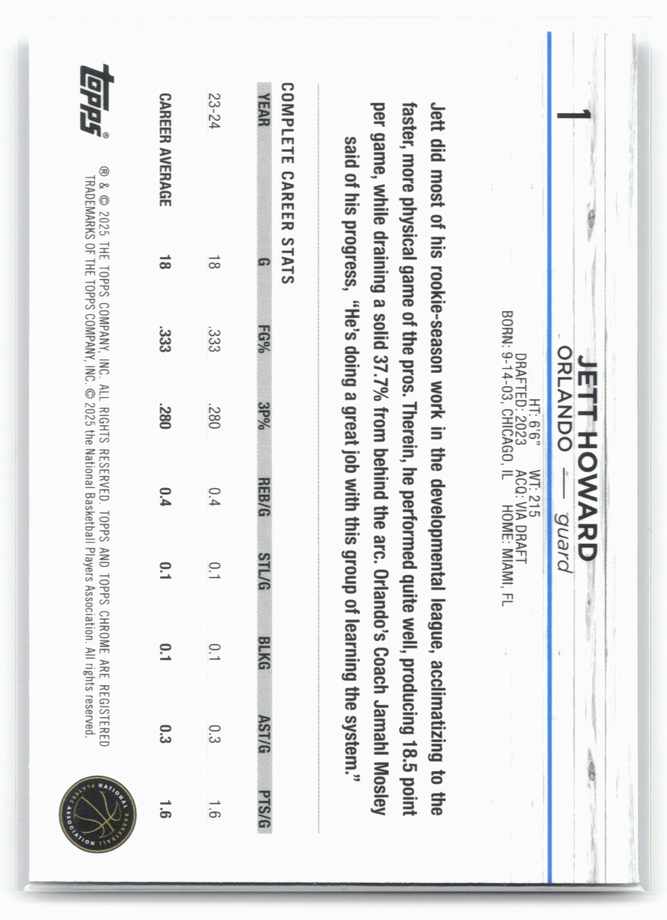 2024-25 Topps Chrome #1 Jett Howard