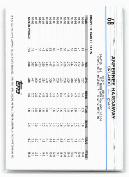 2024-25 Topps Chrome #68 Anfernee Hardaway